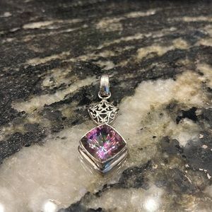 Sterling Silver Mystic topaz pendant. Beautiful purple
